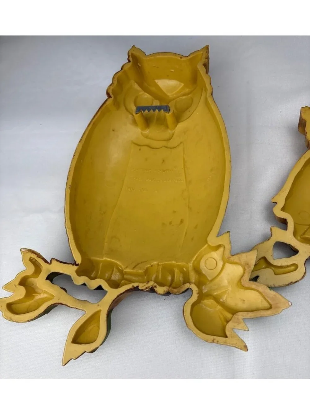 Homco Owl Wall Decor Set Retro Chic 1976 USA Yellow Brown Green